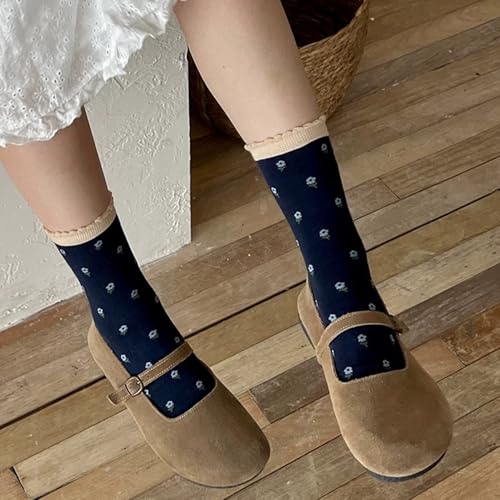 1Pair Cute Women Ankle Length Socks Japanese Style Bow Mid-tube Stockings Summer Breathable Retro Dots Casual Socks4