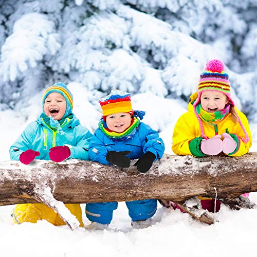 Image of Baby Toddler Winter Mittens For Boy Girl Kids Warm Gloves Easy-On Sherpa Fleece Lined Snow Gloves 2 Pairs
