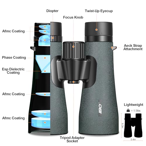 12x50 UHD Binoculars for Adults High Powered with Upgraded Phone Adapter - Large View, Lightweight, IPX7 Waterproof - Binoculars for Hunting Bird Watching Travel Cruise