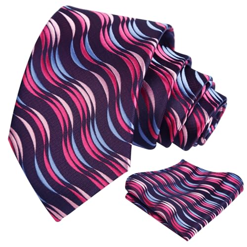 Image of Alizeal Mens 3.15'' Gradient Novelty Pattern Tie Set with Pocket Square Casual Color Tie Set