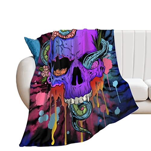 Joyunice Skull And Snake Blanket And Throws Women Gifts Plush Soft Warm Flannel Couch Sofa Bed 60"X50" Queen Size #TOP5
