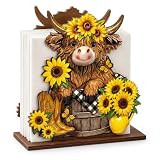 Serviettenhalter Holz Bunt, Highland Cow Serviettenständer