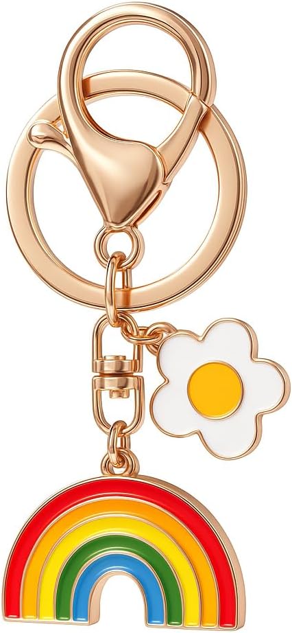 Rainbow Keychain, Flower Keychains Bag Charms for Women