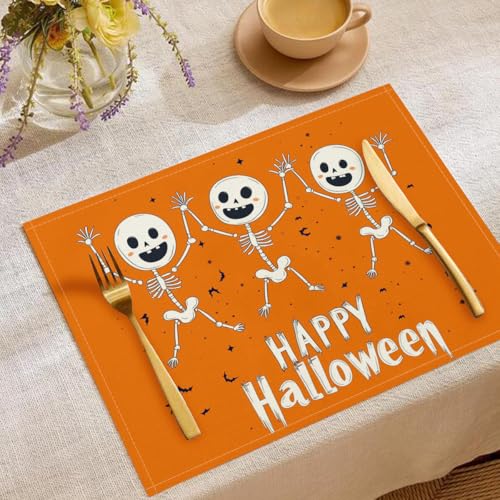 Set de table motif de crâne dansant lavable pour protéger et décorer votre table - 3