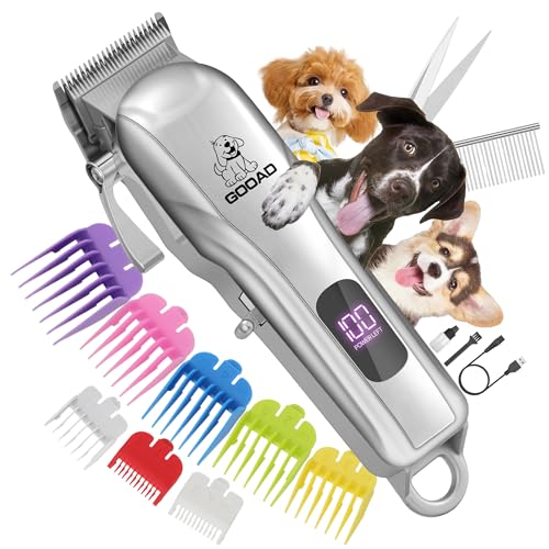 Gooad Dog Clippers for Grooming, Cordless,Low Noise, Electric Quiet,Rechargeable, Pet Hair Clippers for Thick Coats, Dog Trimmer Grooming Kit, Shaver for Small and Large Dogs Cats,Silver Gooad Dog Clippers for Grooming, Cordless,Low Noise, Electric Quiet,Rechargeable, Pet Hair Clippers for Thick Coats, Dog Trimmer Grooming Kit, Shaver for Small and Large Dogs Cats,Silver