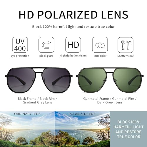 Image of SUNGAIT Polygon Aviator Sunglasses for Men Polarized Trendy Square Sun Glasses Retro Pilot Shades UV Protection