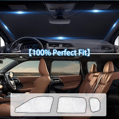 Image of KMF 8pcs Thicken Sun Shades for Mitsubishi Outlander(Not Sport) 2022-2026 Accessories, Full Car Window Covers Sunshade for Windshield Side Rear, UV Block and Blackout Privacy for Car Camping Outdoor