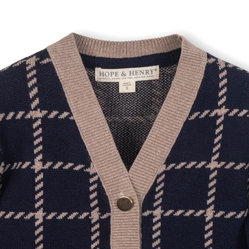 Image of Hope & Henry Girls' Long Sleeve Fancy Cardigan Sweater with Stripe Trim