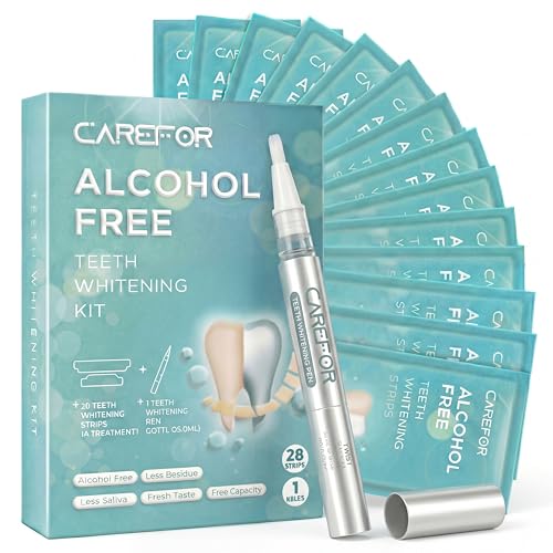 Image of Teeth Whitening Strips 14 Treatments Kit + Contain Teeth Whitening Pen，Sensitive Teeth Whitener, Hydrogen Peroxide Teeth Whitener for Coffee, Wine, Tobacco, and Other Stains (28 Strips)