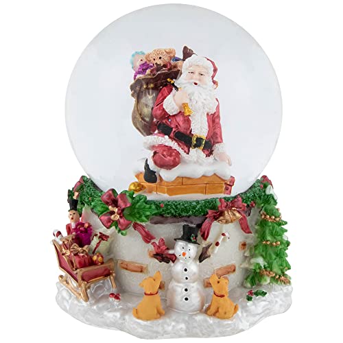 Santa Claus in Chimney Musical Christmas Snow Globe - 7