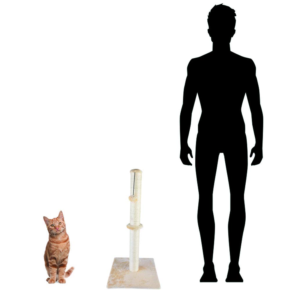 Dimaka Griffoir pour chat avec corde en sisal et peluche douce Beige Hauteur 73,7 cm