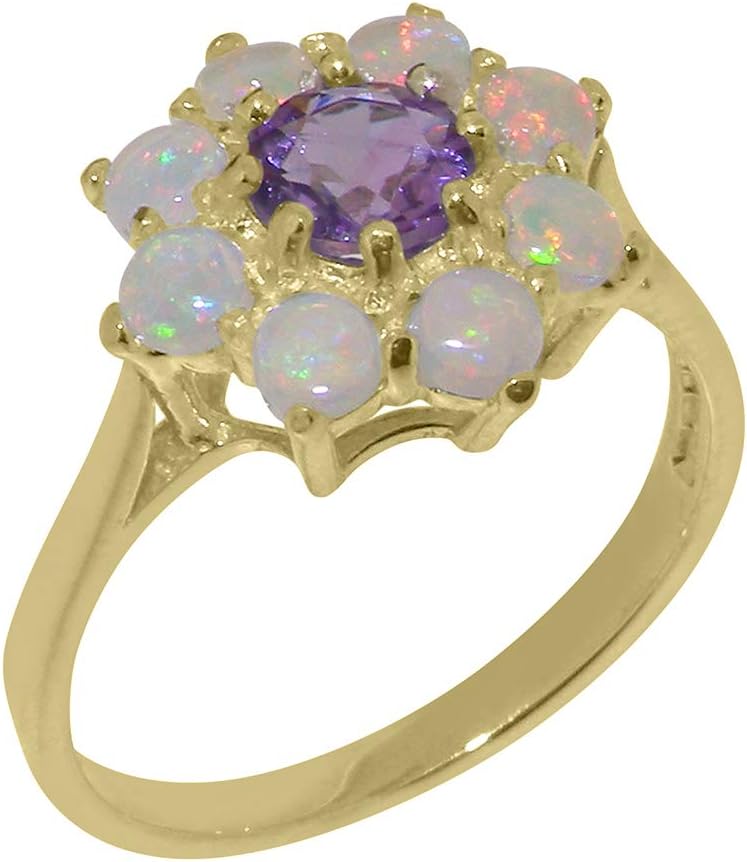 天然 アメジスト リング レディース 指輪 イエローゴールド 加工 天然石 2月 誕生石 お守り 誕生日プレゼント 女性 ブランド 英国製（イギリス製） K14 イエローゴールド 天然 アメジスト
