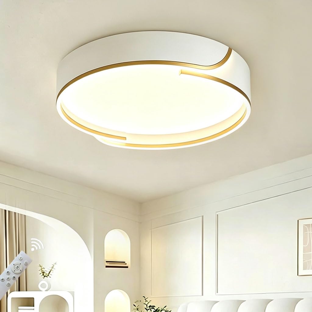 Nowoczesny LED Plafon 50 Cm Bezstopniowe Ściemnianie 3000K–6000K Temp Barwowa Lampa Sufitowa Salonowa Oprawa Sufitowa Skandynawska Do Jadalni Gabinetu Przedpokoju Pokoju Dziecięcego(Round)
