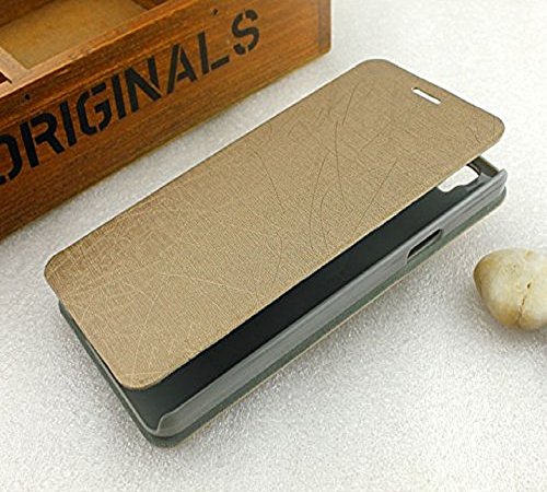 Image of Heartly Premium Luxury PU Leather Flip Stand Back Case Cover for Micromax Yu Yureka /Yureka Plus Cyanogenmod - Gold
