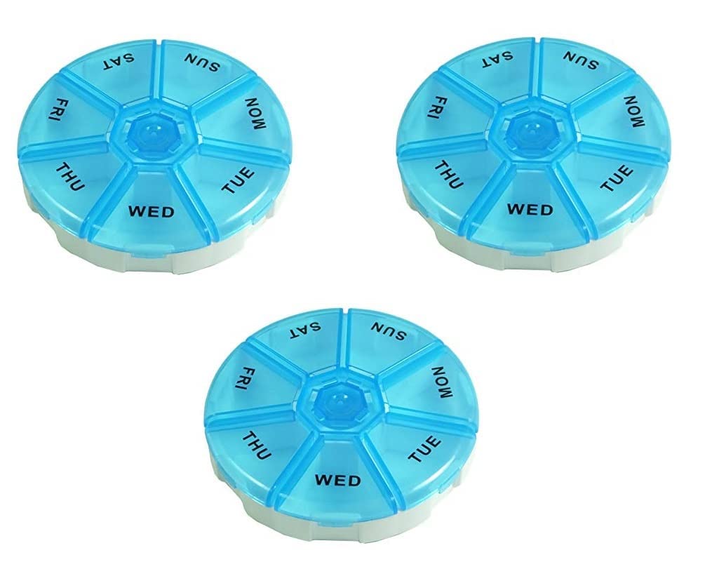 Aktive Life Round Portable Pill Medicine Organiser Reminder Storage Box for 7 Days - Pack of 3-image-25