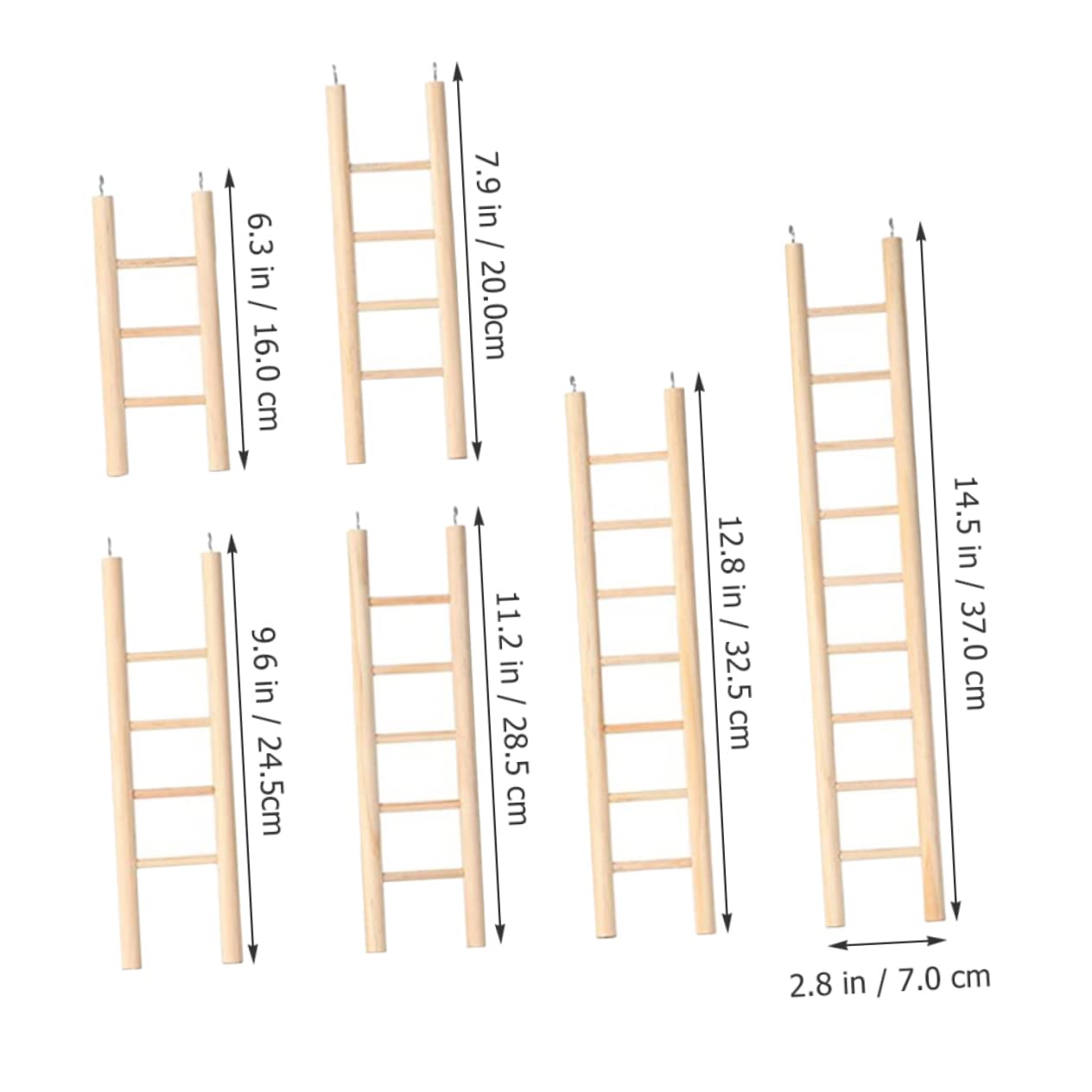BELLIFFY Parrot Wooden Ladder 6 Pieces Pet Bird Ladders Bird Climbing Ladder Grinding Claw Toy Bird Biting Ladder for Exercise Play