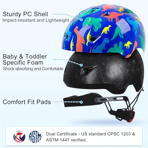 Image of Toddler Helmet, Baby Infant Kids Bike Helmet for Kids Age 1-3 /2-4 /3-5 /5-8 Adjustable Toddler Bike Helmets for Boys Girls for Scooter Skateboard Cycling