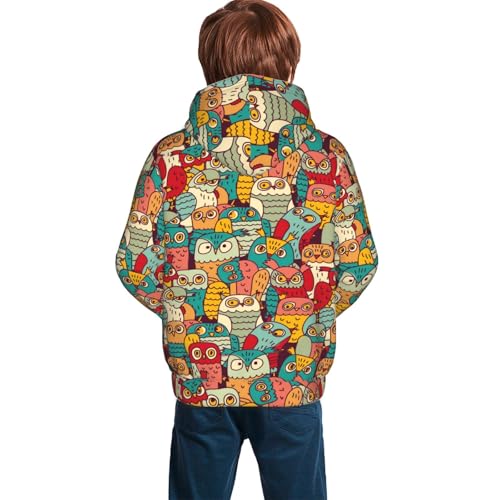 Funny Owl Bird Kid Hoodies Boys Sweatshirts Girls Pullover with Pocket4