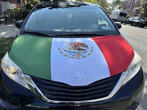 Image of Car Hood Cover Country Flag Hood Cover Durable Weatherproof Universal Fit Car Cover for All Seasons Protection Custom Fit for Cars Trucks SUVs (Mexico)