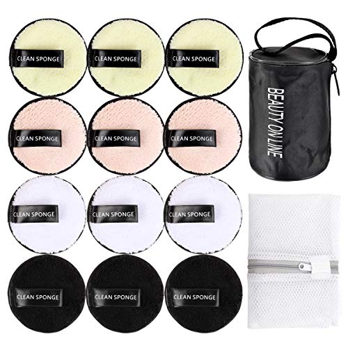 12Pcs Reusable Makeup Remover Pads Reusable Cotton Pads Bamboo Makeup Remover Pads Reusable Facial Cotton Rounds Reusable Cotton Rounds Bamboo Toner Pads (4colors: White Black Coffee Pink)