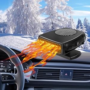 Calentador de coche, 200 W, 12 V, portátil, desempañador y descongelador, 2 en 1 modos de calefacción rápida y refrigeración ventiladores con enchufe para encendedor de cigarrillos, base giratoria de