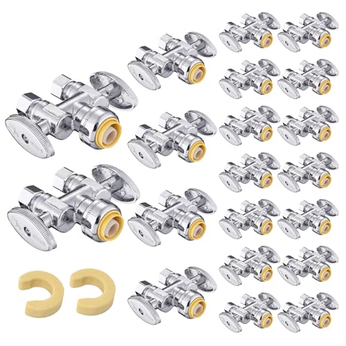 Image of 20Pcs EFIELD 1 /2 inchPush x Dual 3 /8 inchOD Straight Stop Valve(PF-VALVE039-20)