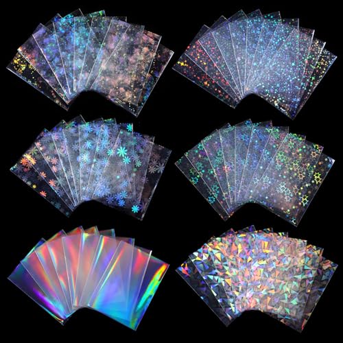 YBEATY 300 fundas para tarjetas fotográficas intermitentes con láser, diseño de corazón, estrella, cristal, arco iris, transparente, protector para tarjetas de juego de béisbol