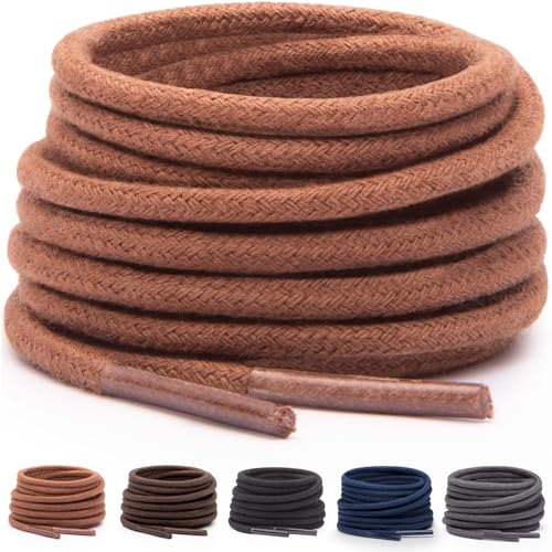 Miscly Shoe Laces for Dress Shoes - Round Oxford Shoelaces for Men - Multiple Lengths and Colors Available - Brown, 36″ (91 CM)