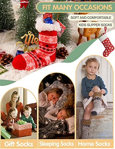 Image of MOGGEI Girls Slipper Fuzzy Socks Kids Boys Fluffy Fleece Lined Warm Plush Sherpa Winter Child Home Socks