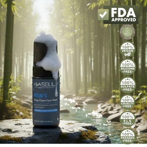 Image of Men's Deep Clean Face Wash | 100ml | With Niacinamide, Saffron, Tulsi, Oat & Himalayan Botanicals | Deep Cleansing, Oil Control & Anti-Aging | Brightening & Hydrating | Sulfate-Free | pH 5.5