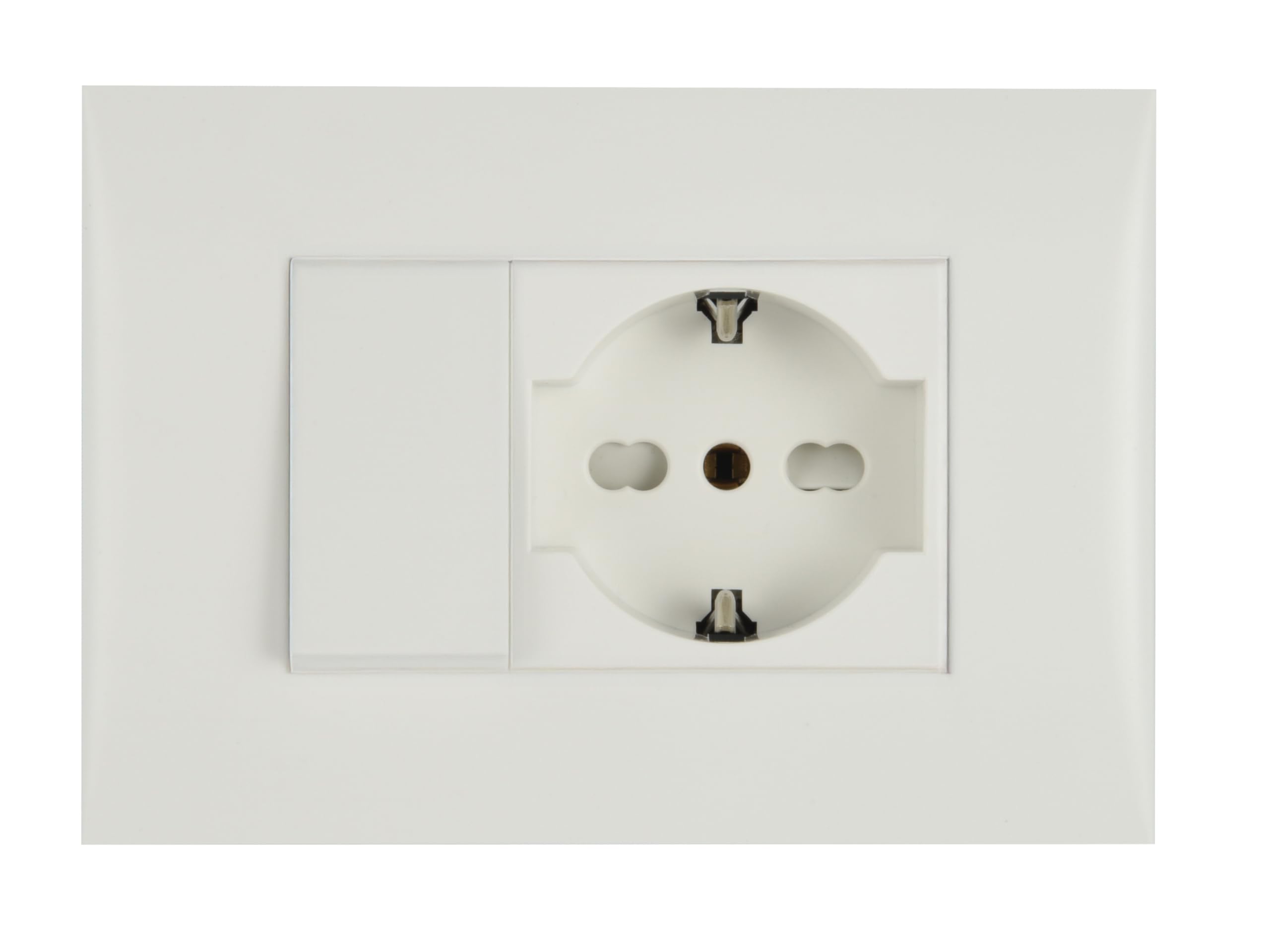 Electraline 22120 Bloque de toma universal + desviador con placa/juego placa premontada 1 toma universal P40 16 A + 1 desviador 10 A, dos tornillos de montaje, blanco