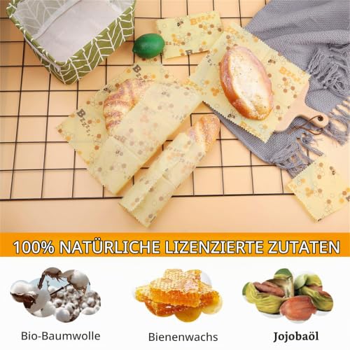 Foto von Tonsooze Bienenwachstücher Set, Zero Waste Wachspapier, wiederverwendbare Bienenwachs Wraps für natürliche Lebensmittelaufbewahrung, Käse