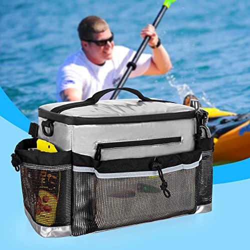 Hodrant Kayak Cooler, Waterproof Kayak Cooler Behind Seat, Kayak Chair Back Cooler Bag For Lawn-Chair Style Seat, Splash Seat Ice Chest Cooler For Kayaking, Fishing & Beaches, Silver, Bag Only #TOP7