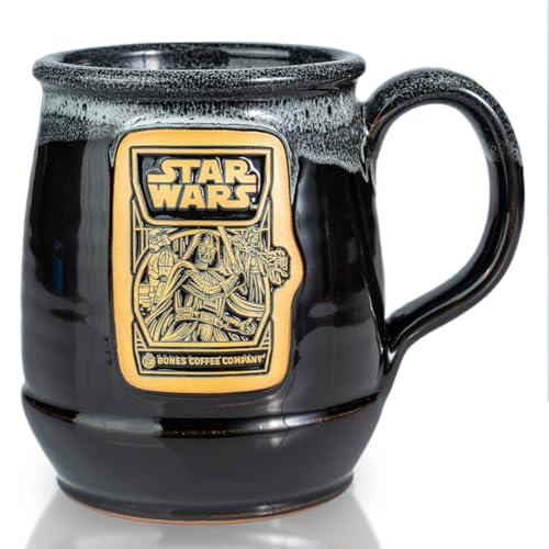 Bones Coffee Company Dark Side Chocolate Truffle Handthrown Mug | Black Coffee Mug | 14 oz Ceramic Novelty Drinking Cup Inspired by Star Wars