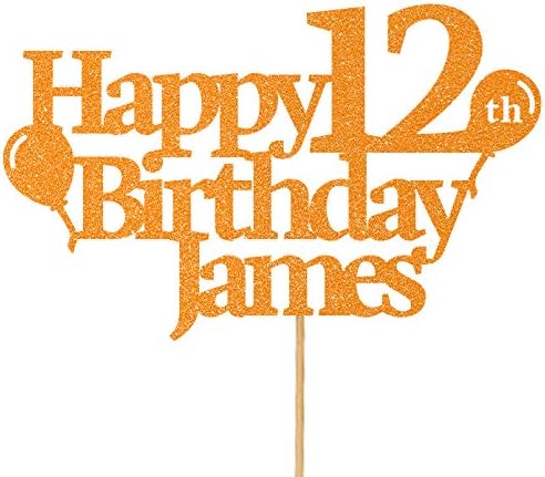 Cakeshop Personalised Happy Birthday Glitter Cake Topper | Custom Colour Any Name & Any Age Glitter Cake Decoration for 1st 10th 16th 18th 20th 21st 30th 40th 50th 60th 70th 80th (Copper Orange)