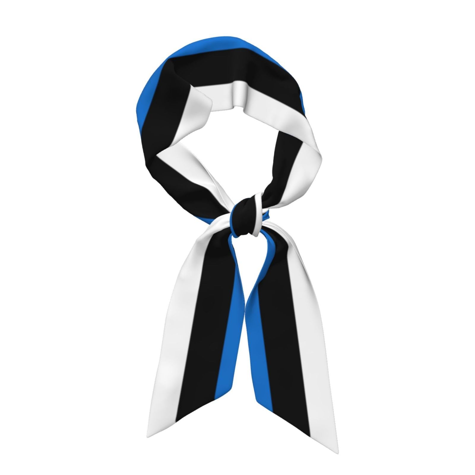 Jejea Women's Black Flag Of Estonia Print Silky Neck Scarf, Fashion Silky Satin Headscarf For Lightweight Silk Graceful Scarfs