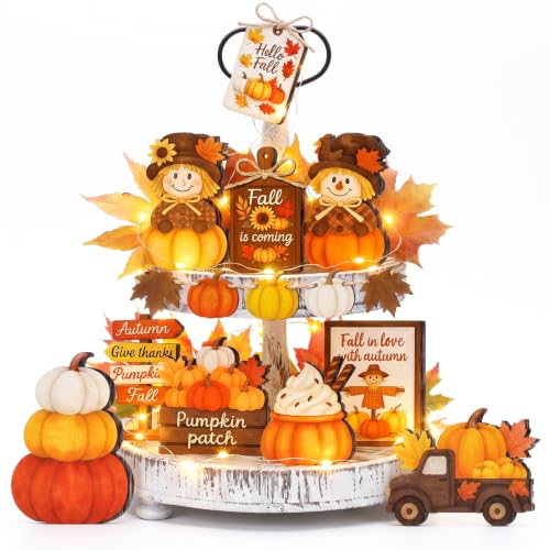 18PCS Giata Self-Standing Fall Tiered Tray Decoration Set