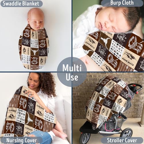 Image of Western Blanket, Western Decor for Nursery Room, Baby Blankets for Boys Girls, Cowboy Baby Blankets, Western Baby Stuff, Soft Warm Lightweight Nursery Bed Blanket for Newborn Toddlers (01, 30x40 in)