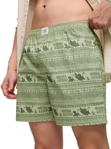 Image of The Souled Store Official Stranger Things: Hawkins Mens and Boys Regular fit Graphic Printed Cotton Green Color Men Boxer Shorts