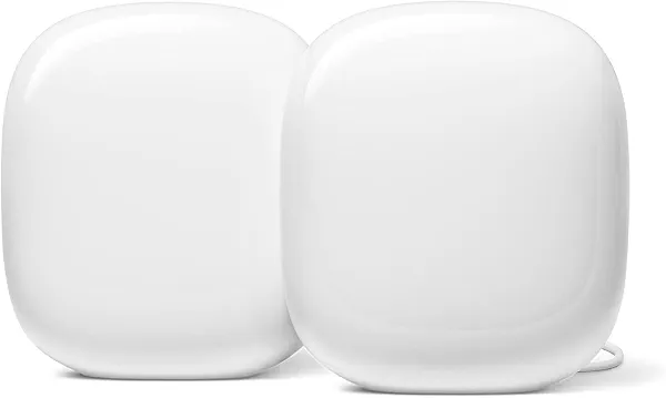 Google Nest WiFi Pro - Wi-Fi 6E - Reliable Home Wi-Fi System with Fast Speed and Whole Home Coverage - Mesh Router - 2 Pack - Snow (Renewed)
