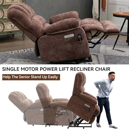 Sillón Chenille Marrón oscuro reclinable eléctrico miniatura 5