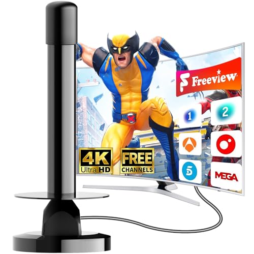 Antena TV Interior 2025 para Smart TV – Recepción 360° con Base Magnética Fuerte, Digital para Interiores Canales de HDTV 1080P 4K Gratuitos,para Todos los Televisores