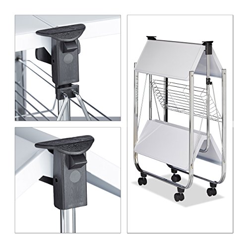 ᐅ Relaxdays Servierwagen klappbar Weiß - 4 Rollen, Metall, 2 Böden