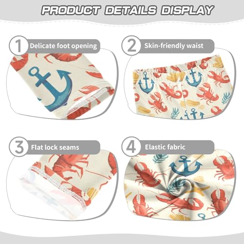 Anchor Red Lobster Girls' Leggings Toddler Doodles Sea Green Kids Yoga Pants Dance Active Tights 4T3