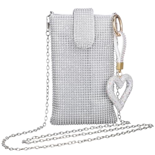 Pochette téléphone femme argenté en nylon léger et résistant avec bandoulière Housoutil