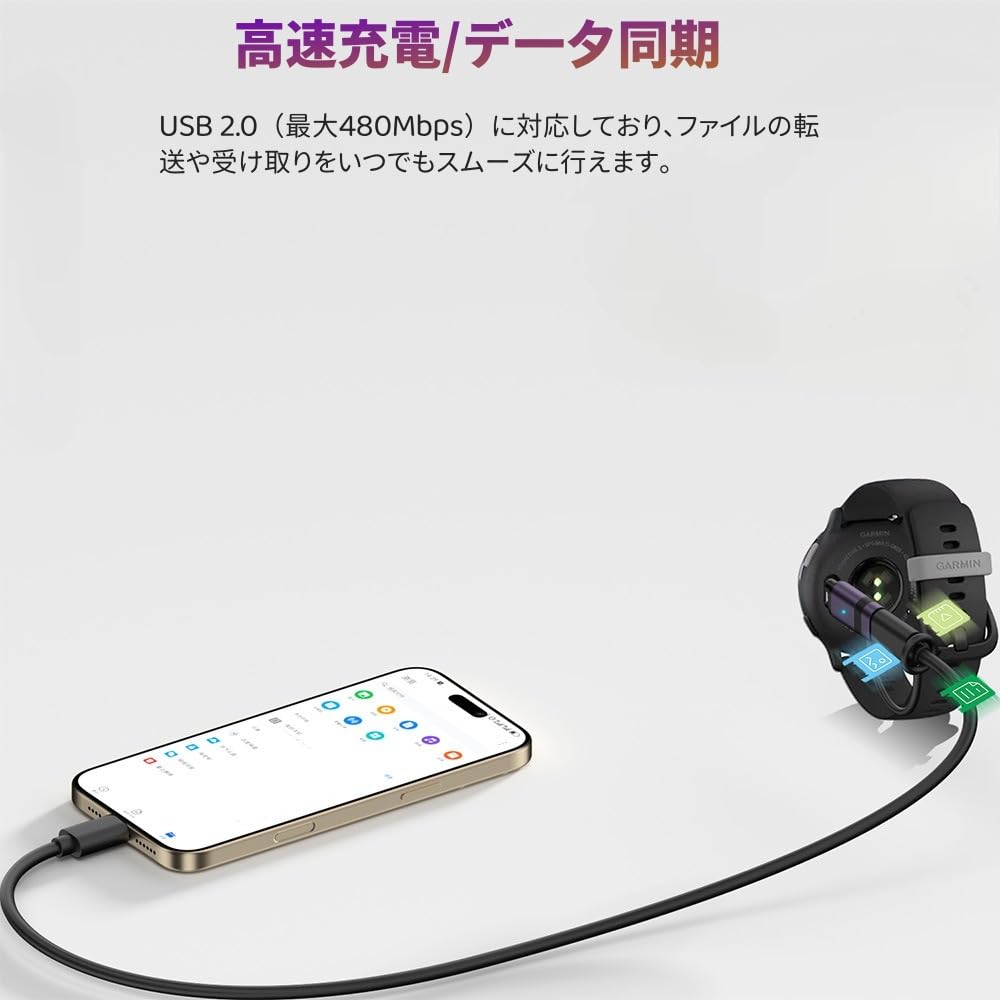 Amazon.co.jp: YFFSFDC ガーミンウォッチ充電アダプター L型 usbタイプ 