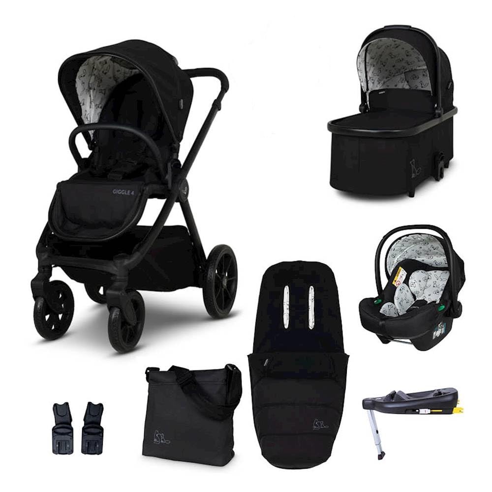 Cosatto Kinderwagen Set 3 in 1, Flach liegende Babywanne, Kinderwagenset, R129 Sportsitz, Babyschale und ISOFIX Basis, Wickeltasche & Regenschutz, 0-25kg (Foxed)