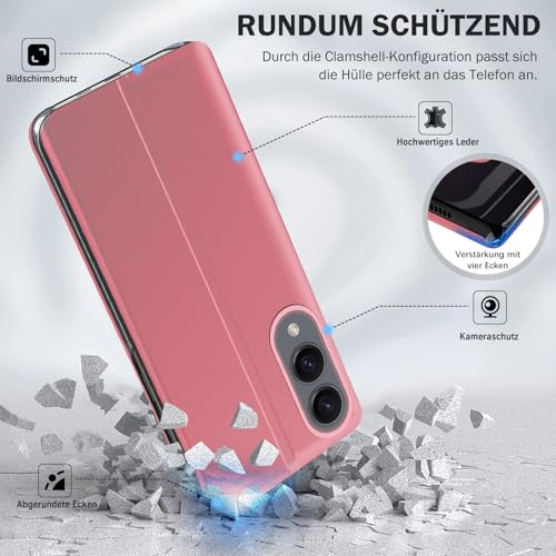 Étui Samsung S25 Edge 5G Clear View miroir rose avec support - 3