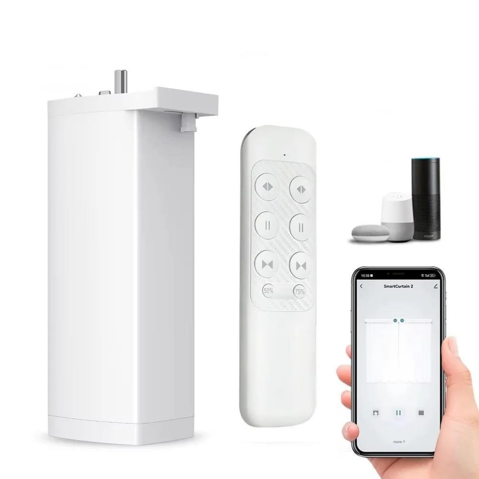 Tuya Curtain Motor 155MM 4Rd Smart WiFi Electric Shutter Curtain Motor Silent Motor with Remote Appvoice Control with Alexa Google Home