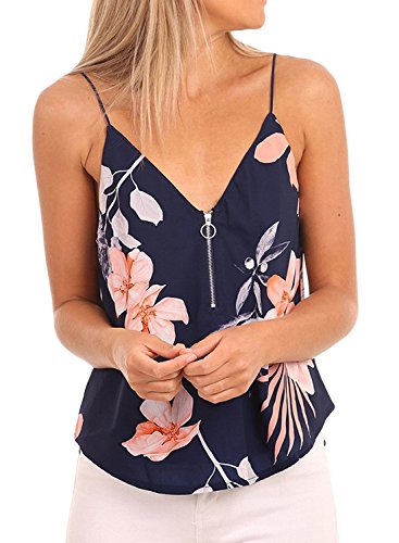 AlvaQ Women's Colorblock V Neck Strappy Tank Tops Loose Casual Sleeveless Shirts Blouses S-2X